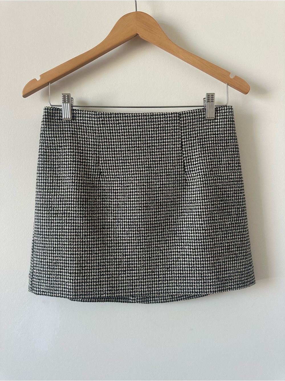 Mango Black & White Houndstooth Mini Skirt